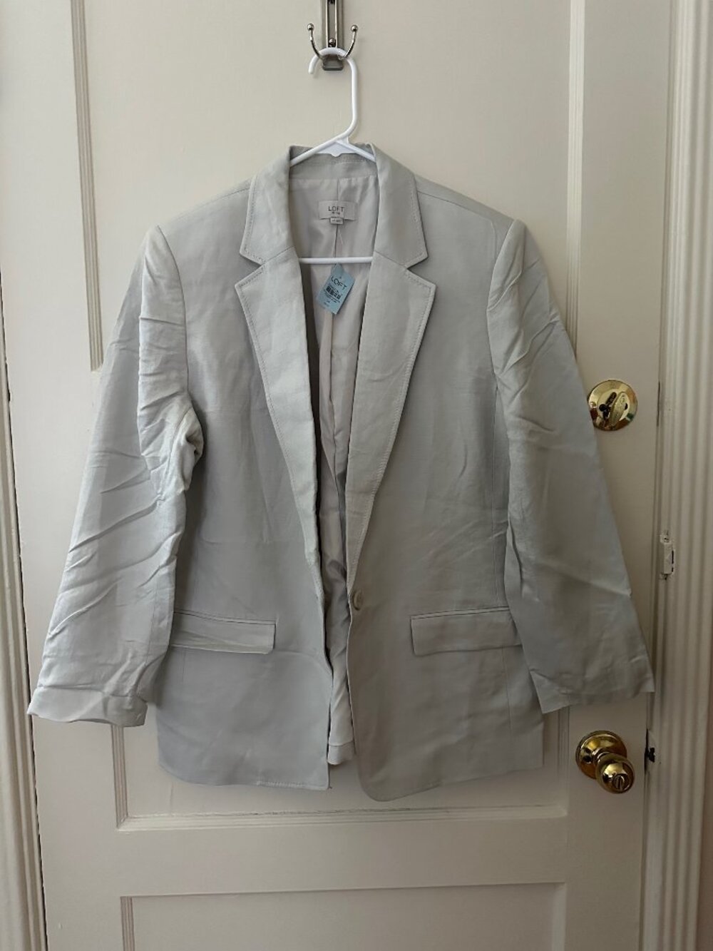 LOFT Single-Breasted Cream Blazer Size 14P Petite NWT
